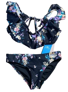 O'Neill Blue Rosetta Ruffle Back Barlett & Bottom Youth Bathing Suit 2PC Size12 - Picture 1 of 3
