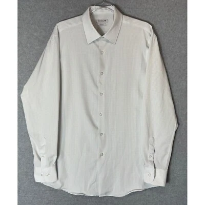 Haggar 正装衬衫男式 16-16.5 34/35 修身网格图案长袖 — 第 1/4 张图片