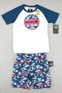 Hurley Youth Boy 2 Piece Set UPF 50+ H2O Dri Swim Shirt Swimsuit Size 6 Shark - Picture 1 of 13