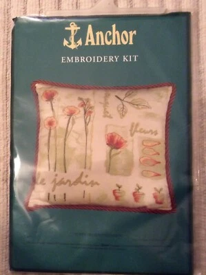 New Anchor Embroidery Kit. Poppy on Print Cushion. No: PE623. Complete Kit. - Image 1 of 2