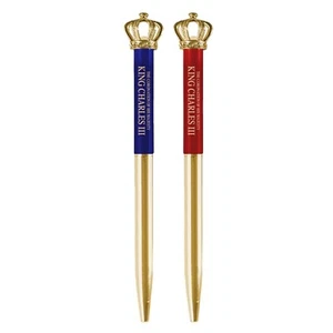 2X King Charles III Coronation Crown Ballpoint Pens Commemorative Gifts - Picture 1 of 1
