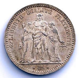 Republica Francesa. 5 Francos 1873 A. Paris EBC+/XF+ Plata 25 g. BRILLO ORIGINAL - Picture 1 of 2
