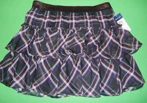 RALPH LAUREN HOLIDAY GIRLS SKIRT CHIFFON TARTAN PLAID RUFFLE 16 PURPLE BLACK NEW - Picture 1 of 3