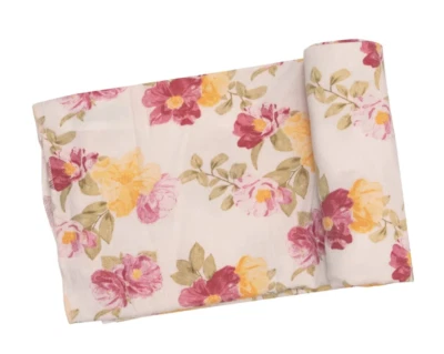 Angel Dear Baby Girl Camellia Floral Print  Cotton Swaddle Blanket 45" x 45" NEW - Image 1 of 2