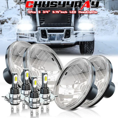 FOR Volvo VHD 2001-2019 4x 5-3/4" 5.75 Inch LED Projector Headlight Headlamp Kit - Image 1 of 4