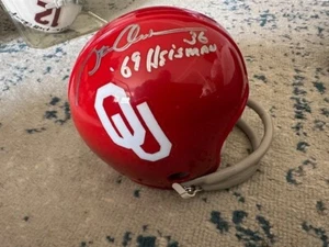 STEVE OWENS SIGNED OKLAHOMA SOONERS MINI HELMET HEISMAN 1969 - Picture 1 of 2