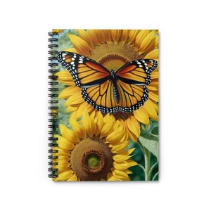 Butterfly & Sunflower Spiral Notebook - Aesthetic Journal, Gift for Nature - Picture 1 of 5
