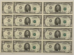 1995 $5 88880332 Matching HI HH Blocks Prosperity Sheets Lucky Money - Picture 1 of 6
