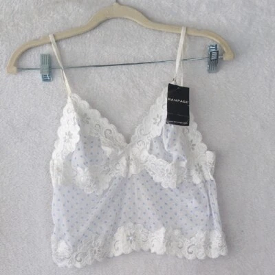 Bralette de encaje a lunares blanco Rampage Junior talla L Foto 1 de 4