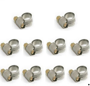 10Pcs 8mm-12mm Stainless Steel Hose Tube Pipe Clamp Clips Fastener Buckles  - Imagen 1 de 4