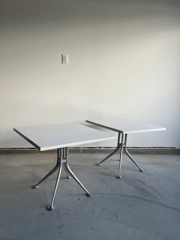 Pair Of Alexander Girard Side Tables For Herman Miller With White Laminate Tops Cover