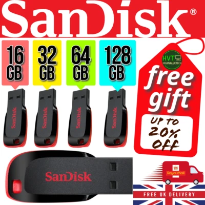 USB STICK Flash Drive SanDisk Cruzer Blade memory 16GB 32GB 64GB 128GB 2.0 lot