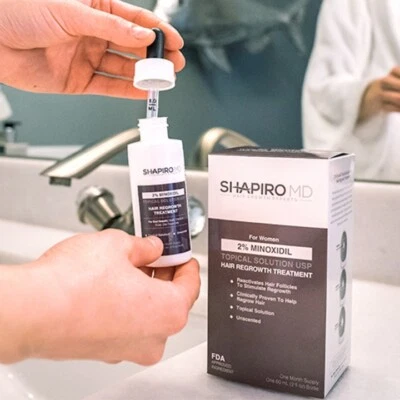 Paquete de 2 sueros tópicos Shapiro MD WOMENS tratamiento para el crecimiento del cabello 2 % minoxidil Foto 1 de 4