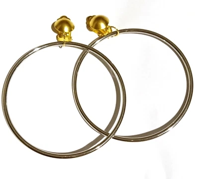 Creolen Ohrclips bicolor goldf silberf Clips groß XXL 8,8cm lang - Bild 1 von 2