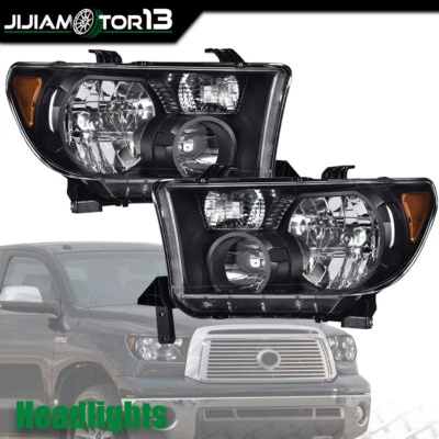 Faros izquierdo+derecho negro aptos para Toyota Tundra Sequoia 2007-2013 2008-2017 Foto 1 de 4