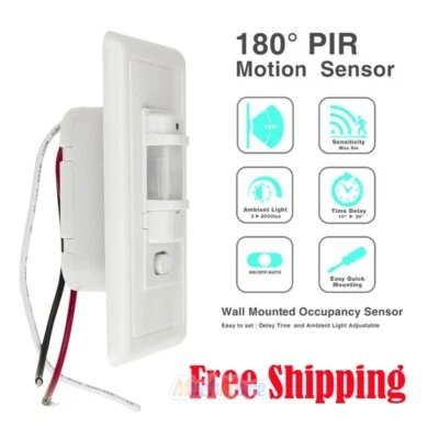 AC110V PIR Indoor Motion Sensor Light Switch Wall Occupancy Detector Auto On/Off - Image 1 of 4