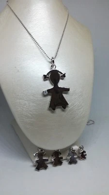 COLLANA CIONDOLO DONNA BEBE' ARGENTO BABY BIMBA LISCIO ZIRCONE 5 MISURE RODIO - Immagine 1 di 4