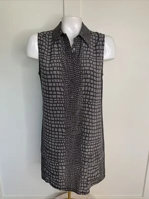 Equipment Femme Sz SGray Snakeskin Print 100% Silk Lucida Sleeveless Shirt Dress - Image 1 of 4