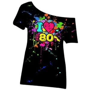 Geyoga 80s Outfit for Women Plus Size I Love The 80's Costumes X-Large Black - Picture 1 of 7
