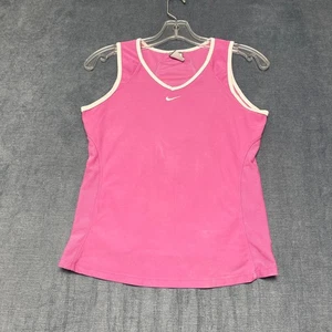 Nike Dri-Fit Tank Top Damen S (4-6) rosa Logo feuchtigkeitsableitend Kontrastbesatz Y2K - Bild 1 von 14