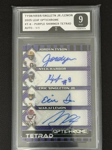 2025 Leaf Optichrome Tetrad Auto 1/1 - Tyson/Harbor/Singleton/Lemon - Mint 9 - Picture 1 of 2
