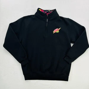Mountain Dew Major Melon Sweater Pullover Mens Large Black Logo Half Zip Promo - Picture 1 of 21
