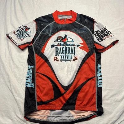 Camiseta deportiva de ciclismo Primal Wear para hombre grande roja negra RAGBRAI XXXVIII Iowa 3 bolsillos Foto 1 de 4