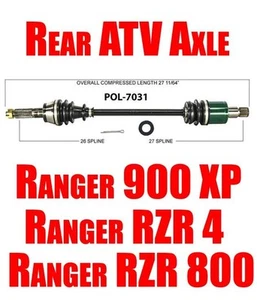 Rear Cv Shaft Atv Axle for Polaris Ranger 900 XP Ranger RZR 4 Ranger RZR 800 - Picture 1 of 7