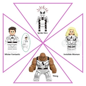 Fantastic Four 2025 Minifigure Set di 4 (Uniformi Bianche e Spiderman) - Foto 1 di 1