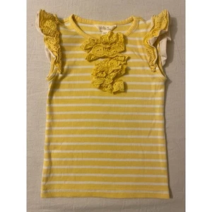 Matilda Jane Kids Size 4 Tank Top Ruffle Yellow Striped Play Girls - Picture 1 of 7