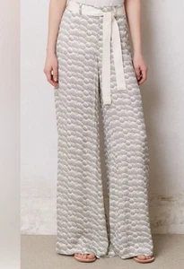 Anthropologie Elevenses Palazzo fließende Hose weites Bein creme blau Freizeit 12 - Bild 1 von 7