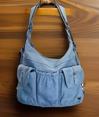 Purse King Butterfly Organizer Handbag & Crossbody Carry Backpack, Denim, Blue. - Image 1 of 4