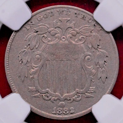 NGC AU-55! 1882 SHIELD NICKEL - Image 1 of 4