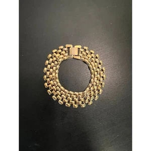 Vintage Yellow Gold Link Bracelet - 6.75" x .75" - Picture 1 of 5