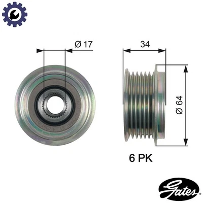 ALTERNATOR FREEWHEEL CLUTCH OAP7167 FOR FORD MONDEO/IV/Turnier S-MAX GALAXY 2.0L - Image 1 of 4