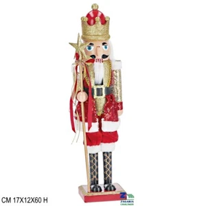 SOLDATINO SCHIACCIANOCI NATALIZIO CM 60 H COLORE ROSSO - ORO ADDOBBO NATALIZIO - Foto 1 di 1