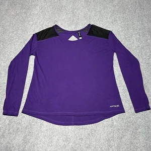 Adore Me Purple Open Back Long Sleeve Athleisure Top Size Large Mesh Shoulders - Picture 1 of 12