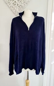 Ladies Womens Asos Maternity Navy Blue Ribbed High Neck Jumper Sweater Size 16 - Picture 1 of 4