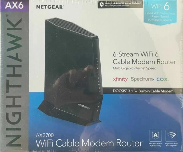 NETGEAR Nighthawk DOCSIS AX2700 3.1 2.7Gbps Two-in-One Cable Modem Router (CAX30-100NAS)