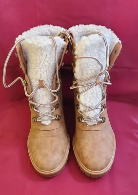 Nine West Brown Heel Boots fur lined size 10 - Image 1 of 4