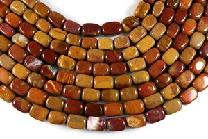 RED & GOLDEN TAN  JASPER 13-15MM RECTANGLE BLOCK NUGGET BEADS 16" STR - Picture 1 of 1