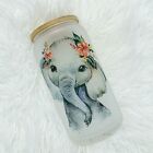 Elephant Glass Can 16oz Tumbler with Bamboo Lid and Straw