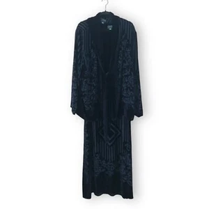 Citron Santa Monica Black Silk Velvet Burnout Maxi Dress & Jacket Set Size XL - Picture 1 of 8