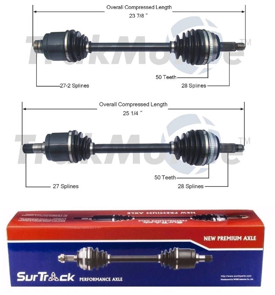 Pair of Front CV Joint Axle Shafts for Honda CR-V 1997-2001 SurTrack Set - Image 1 of 1