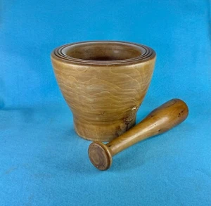 Wooden Craft Hand Made Pestle and Mortar - Picture 1 of 24