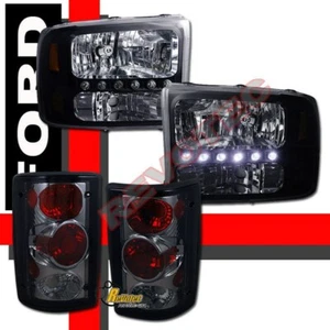  00 01 02 03 04 Ford Excursion XLT XLS LED Headlights Black + Tail Lights Smoke - Picture 1 of 5