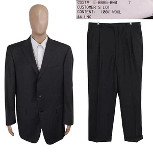 Hickey Freeman Custom Hand Tailored Gray Sharkskin Red Stripe Suit 44L 37X31 - Picture 1 of 14