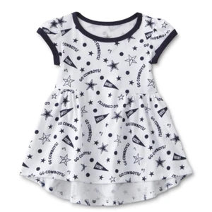 Dallas Cowboys NFL Baby Girl White Blue Logo Dress, Size 9 Months - New With Tag - Picture 1 of 5