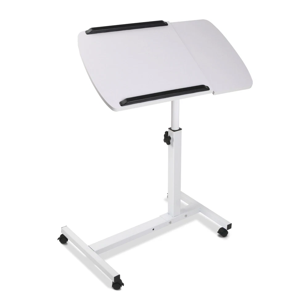Mobile Laptop Desk Adjustable Notebook Computer iPad PC Stand Table Tray White