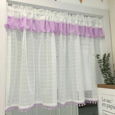 1PC Rod Pocket Lace Half Curtain Sheer Tulle Short Door Curtain for Kitchen - Image 1 of 4